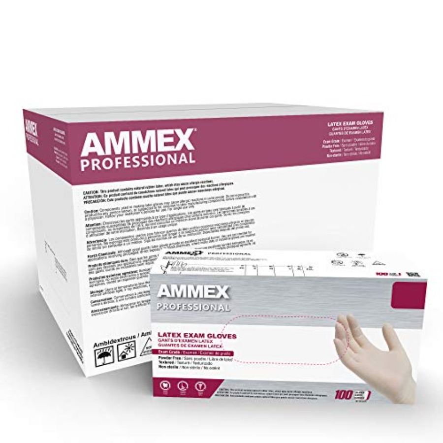 Latex Disposable Glove - AMMEX White Latex Disposable Exam-Grade Gloves