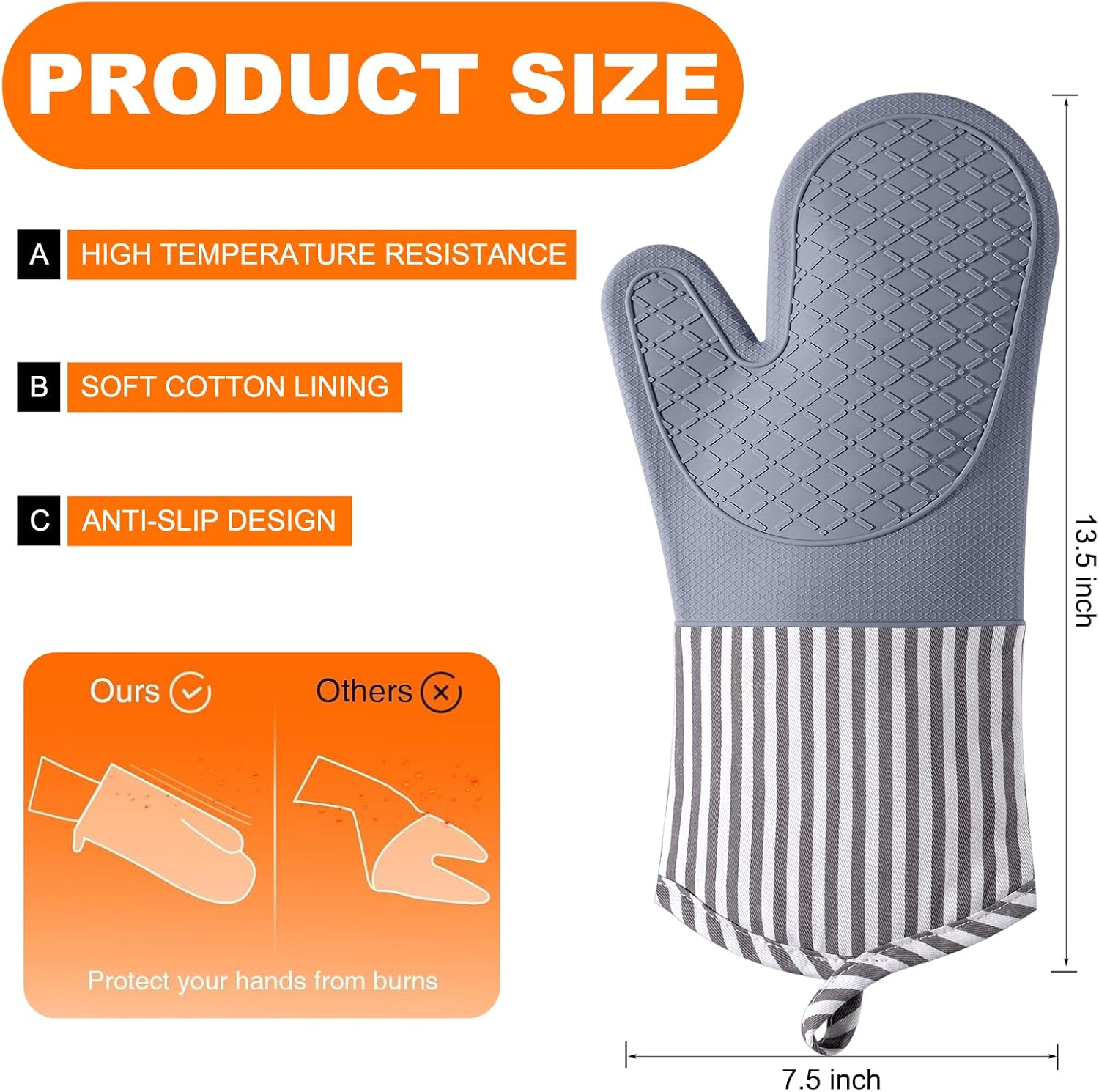 Silicone Oven Mitts, 500°F Hea - Heat Resistant Glove ulasan dan harga
