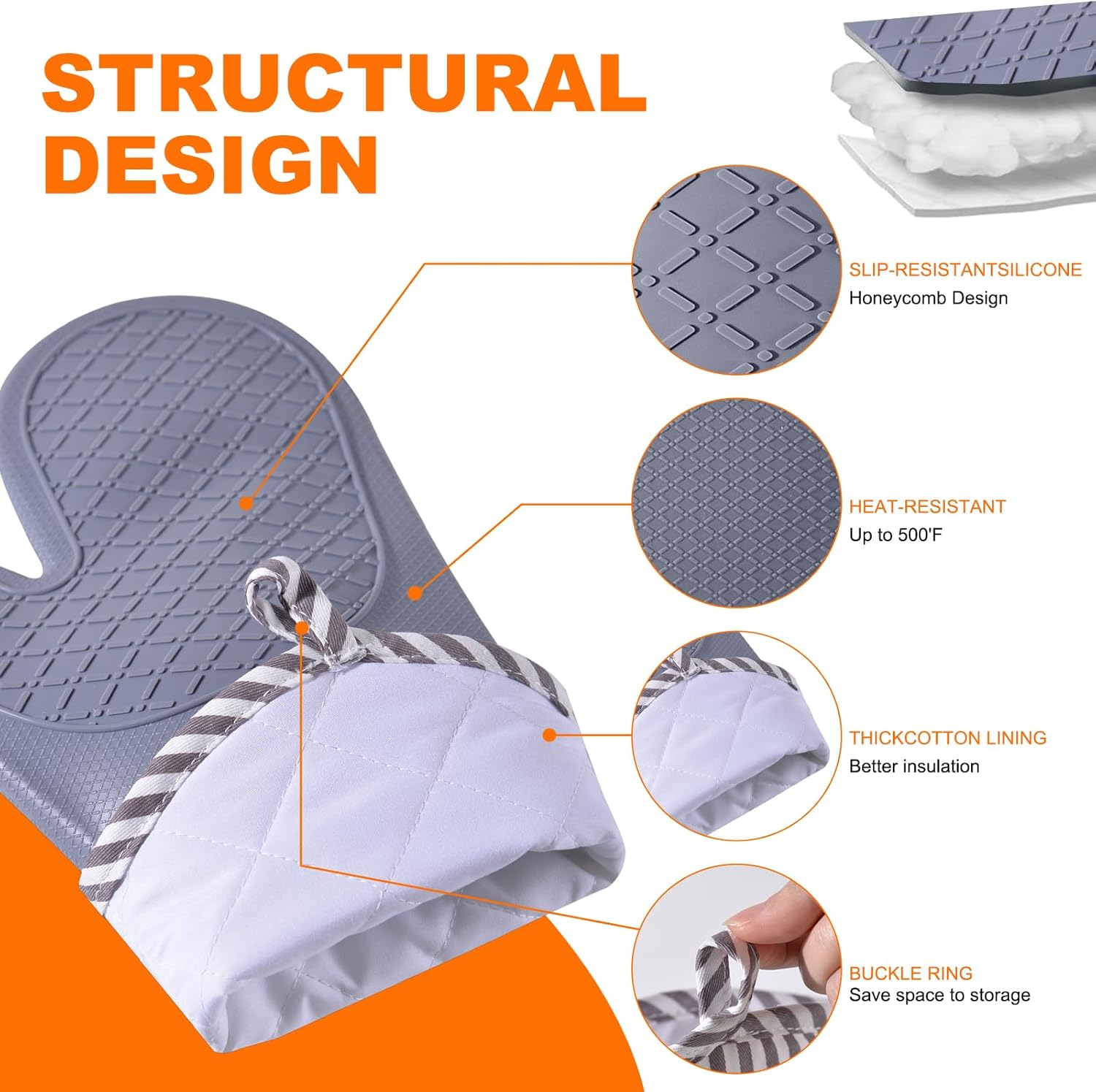 Silicone Oven Mitts, 500°F Hea - Heat Resistant Glove ulasan dan harga