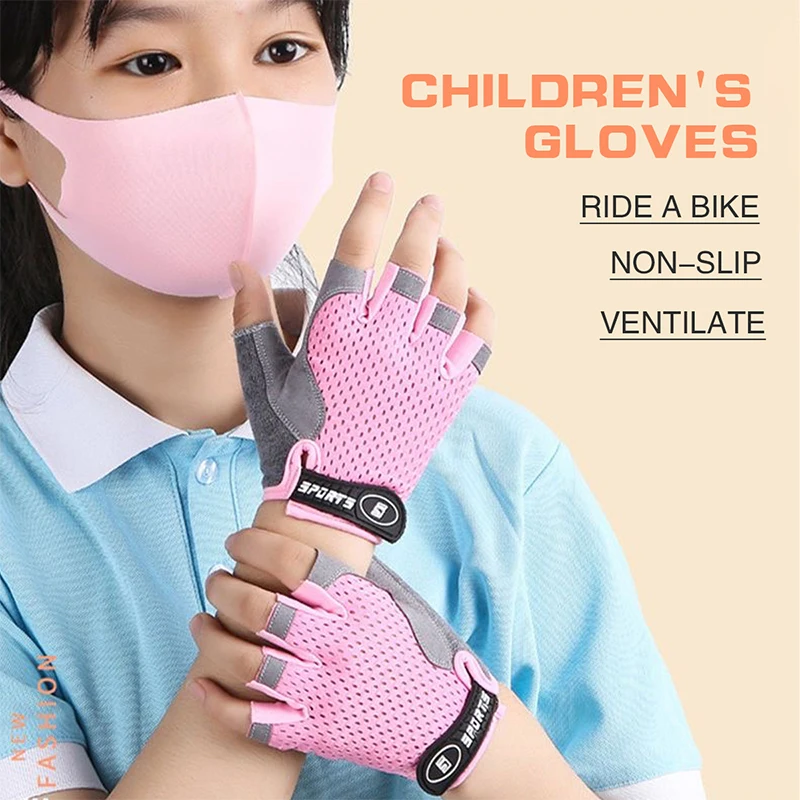 Kids Half Finger Sports Cyclin - Cycling Glove Padded ulasan dan harga