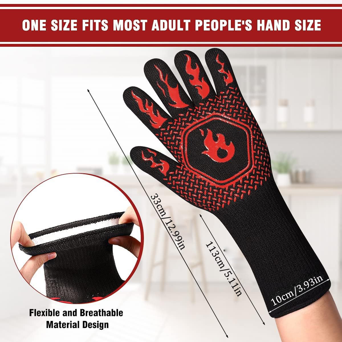 BBQ Grill Gloves High Temp Res - Oven Mitt Silicone ulasan dan harga