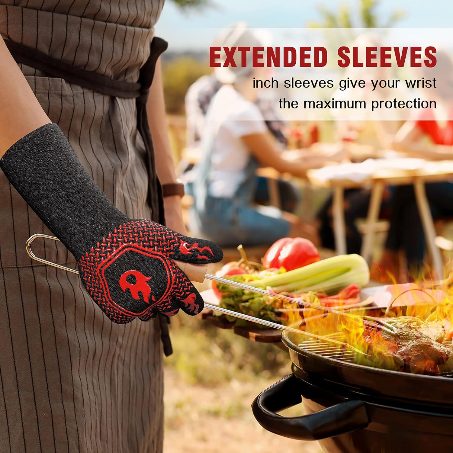 BBQ Grill Gloves High Temp Res - Oven Mitt Silicone ulasan dan harga