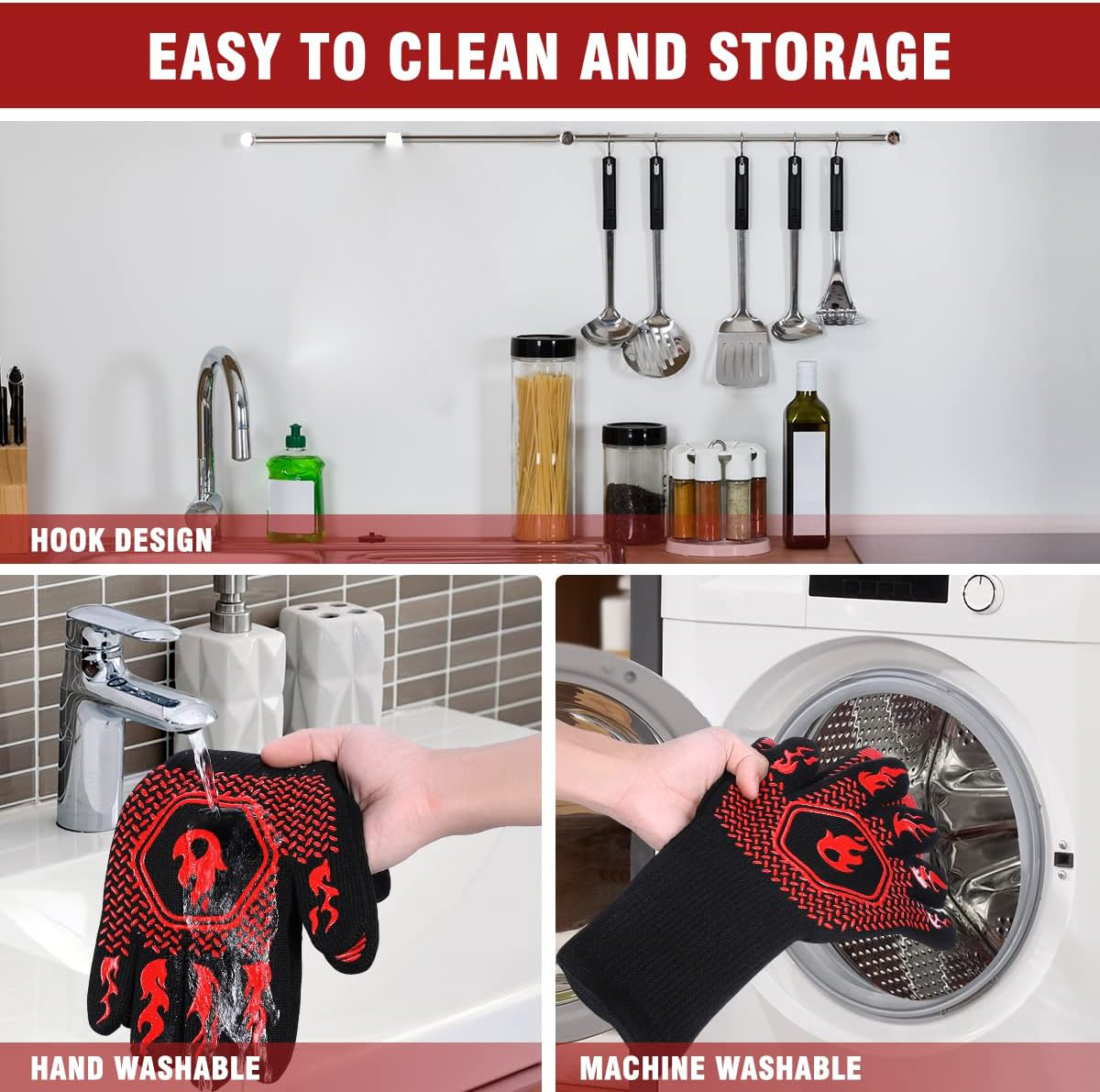 BBQ Grill Gloves High Temp Res - Oven Mitt Silicone ulasan dan harga