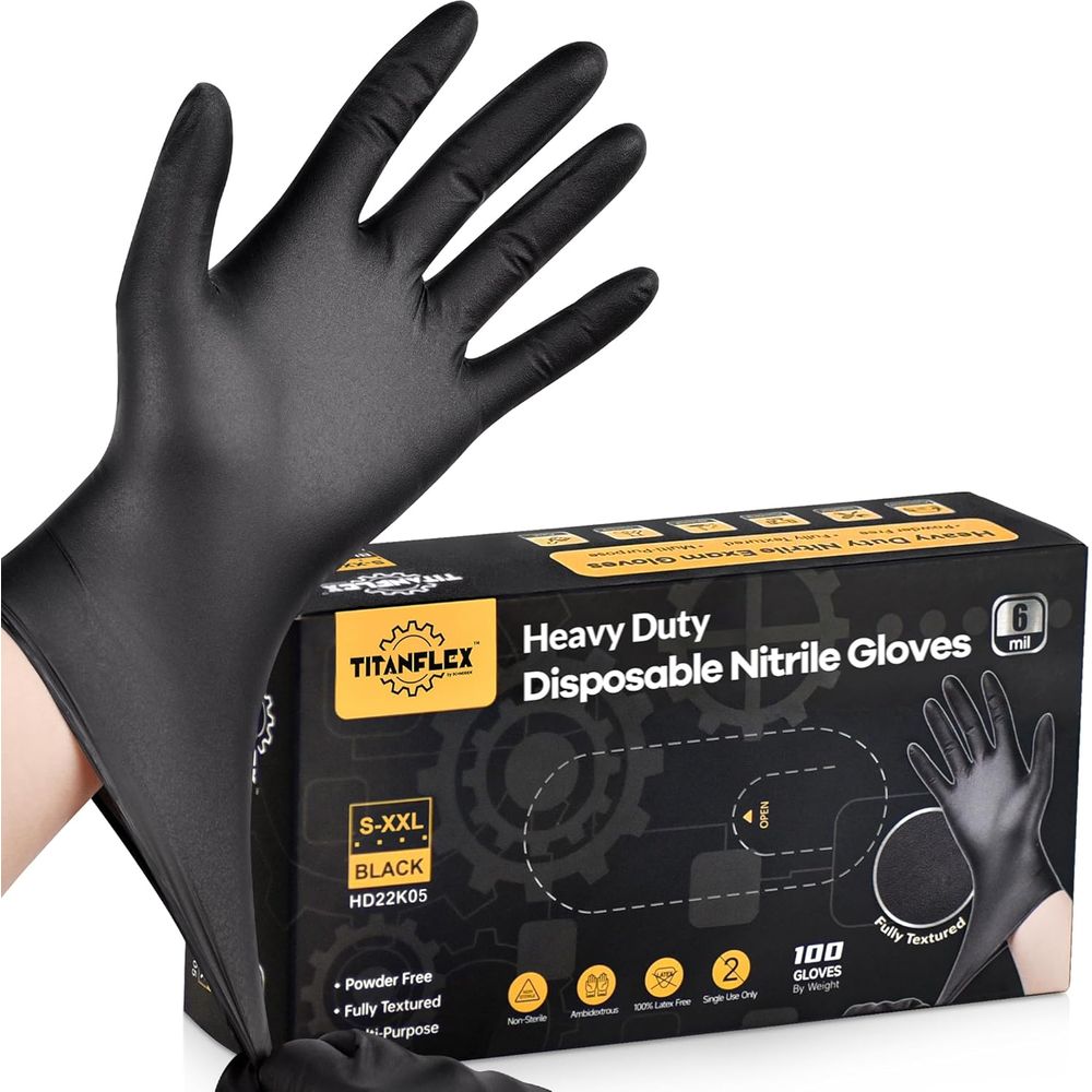 Heavy-Duty 6 Mil Black Nitrile - Nitrile Mechanic Glove ulasan dan harga
