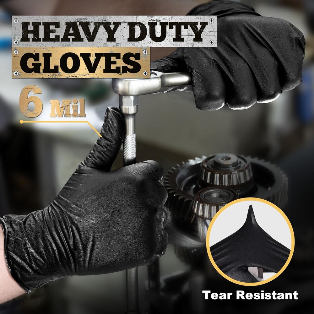 Heavy-Duty 6 Mil Black Nitrile - Nitrile Mechanic Glove ulasan dan harga
