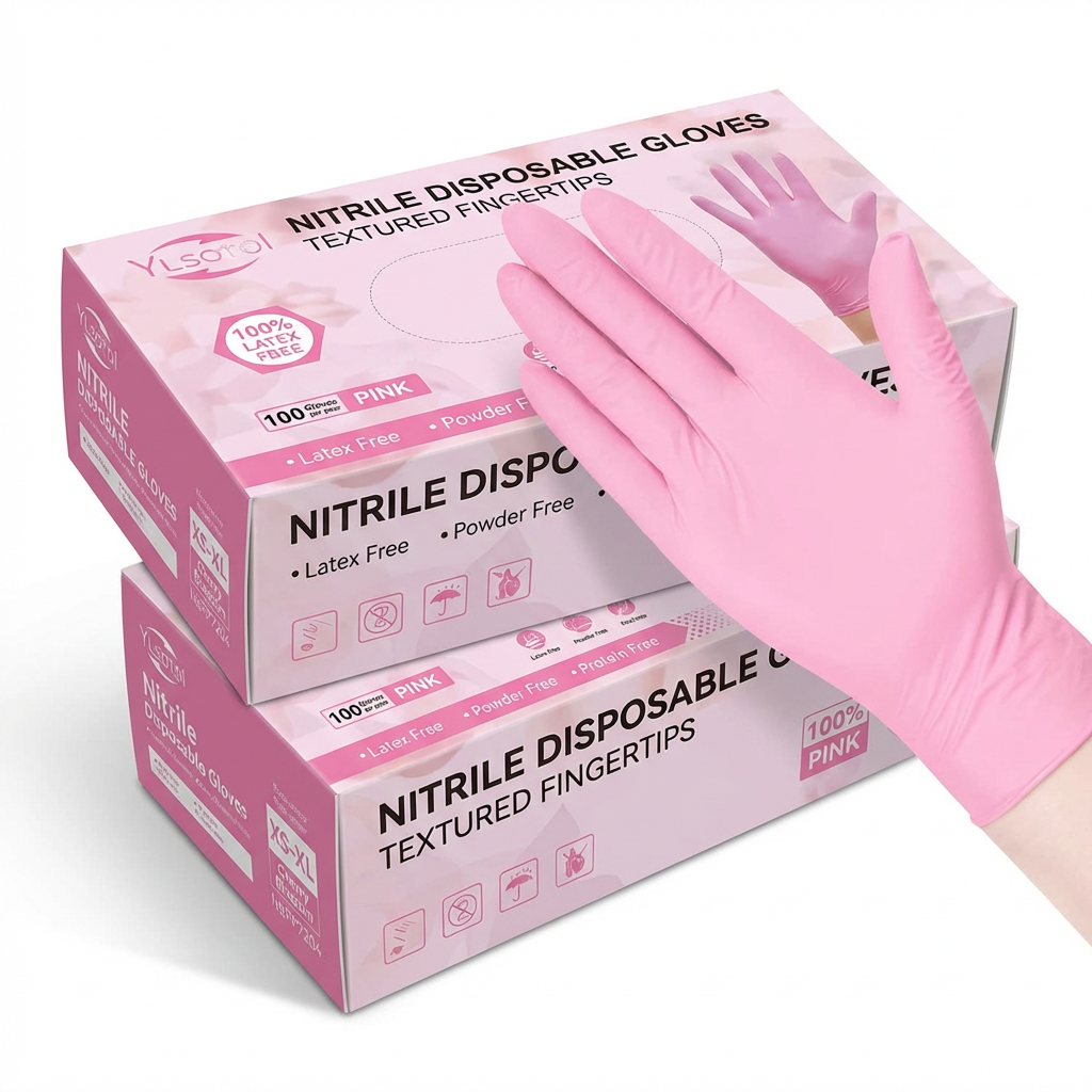 Simple Pink Nitrile Gloves 100 - Rubber Glove Cleaning ulasan dan harga