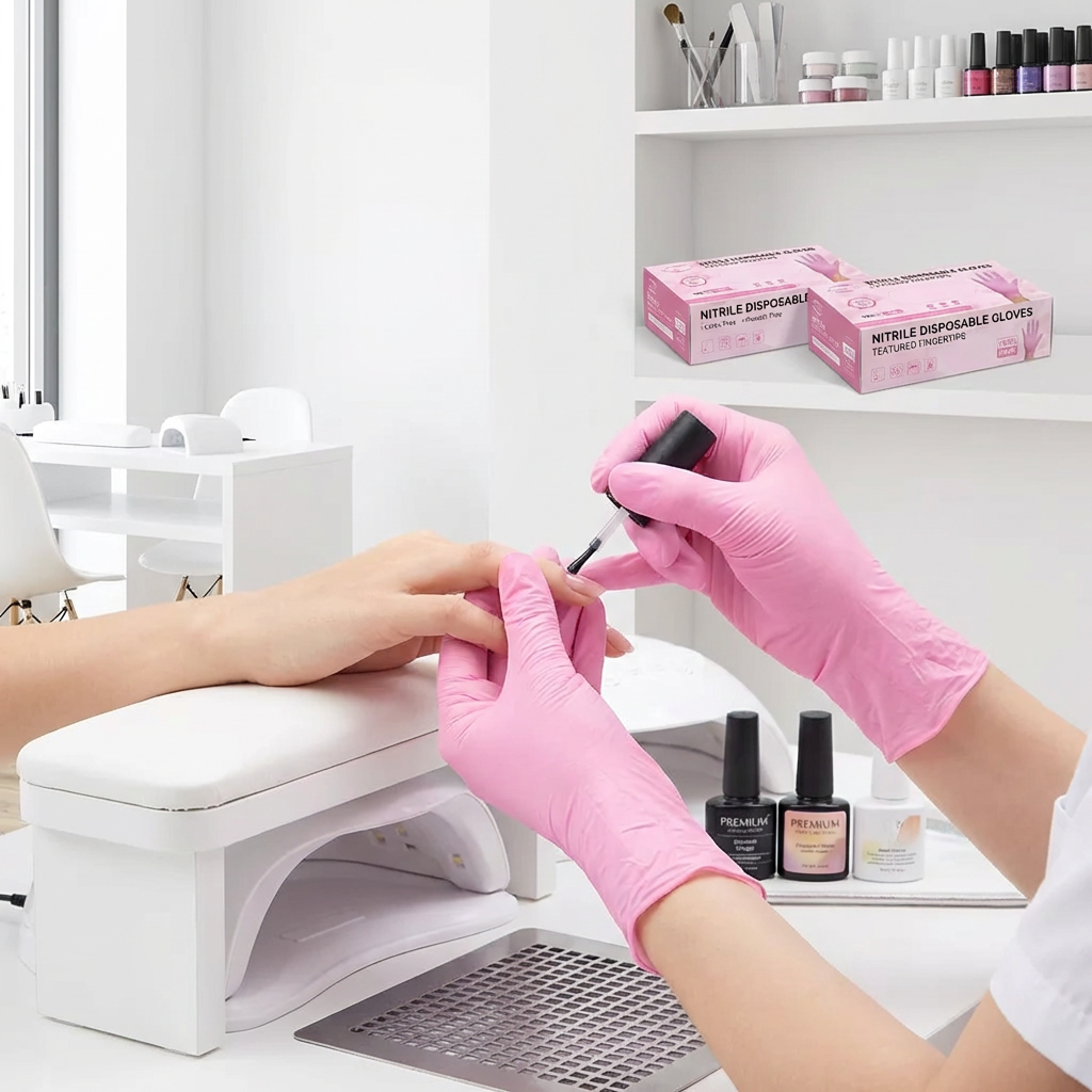 Simple Pink Nitrile Gloves 100 - Rubber Glove Cleaning ulasan dan harga