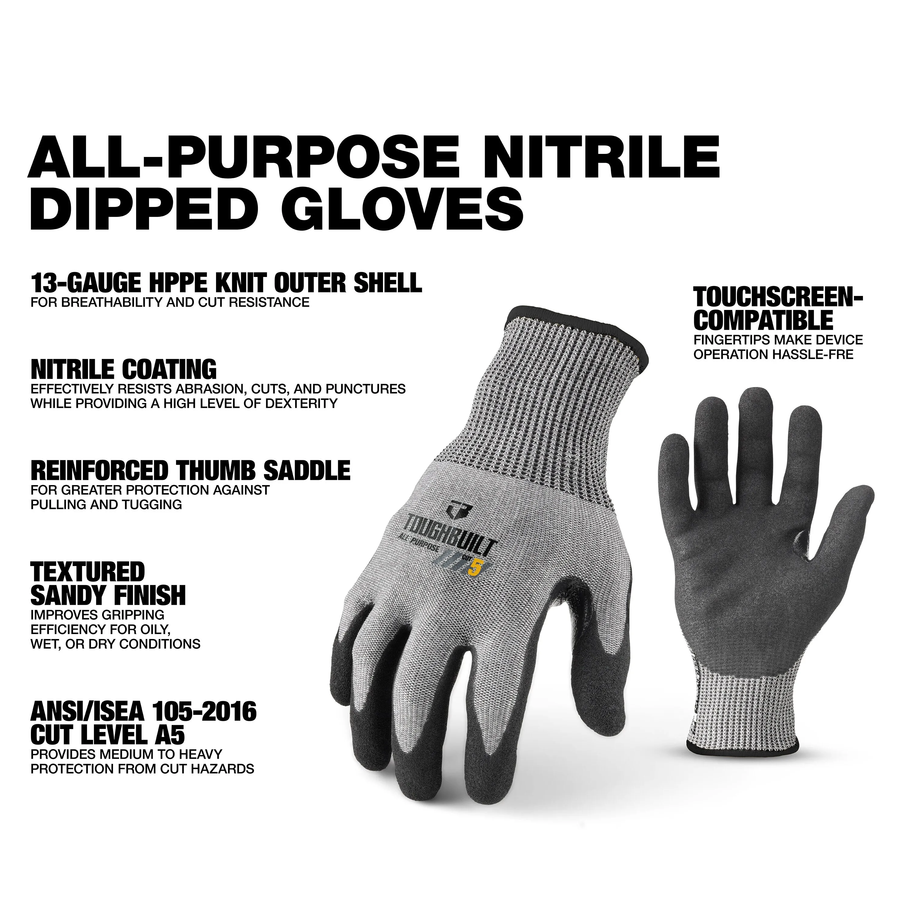 TOUGHBUILT TB-P2-112-5-L Nitri - Nitrile Mechanic Glove ulasan dan harga