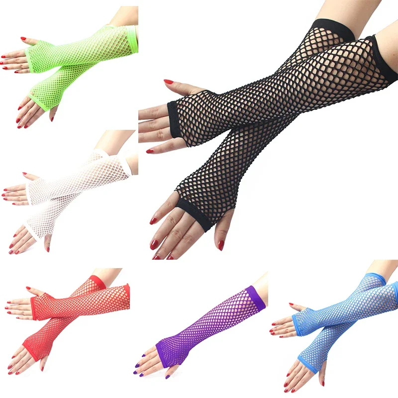 Women Fashion Neon Fishnet Fin - Fingerless Glove Knit ulasan dan harga