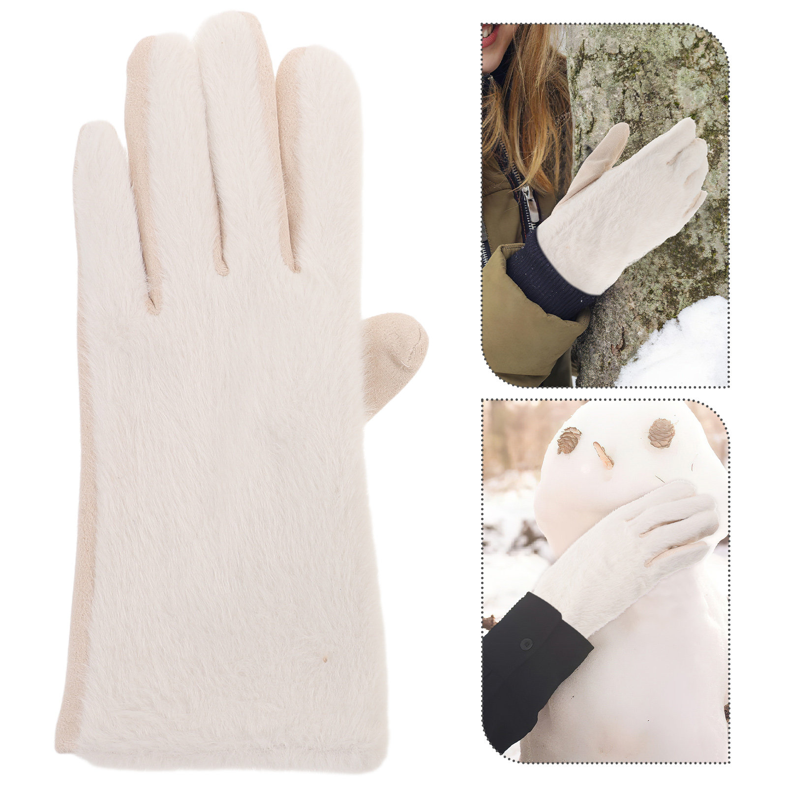 1Pair Fashion White Women Warm - Winter Glove Insulated ulasan dan harga