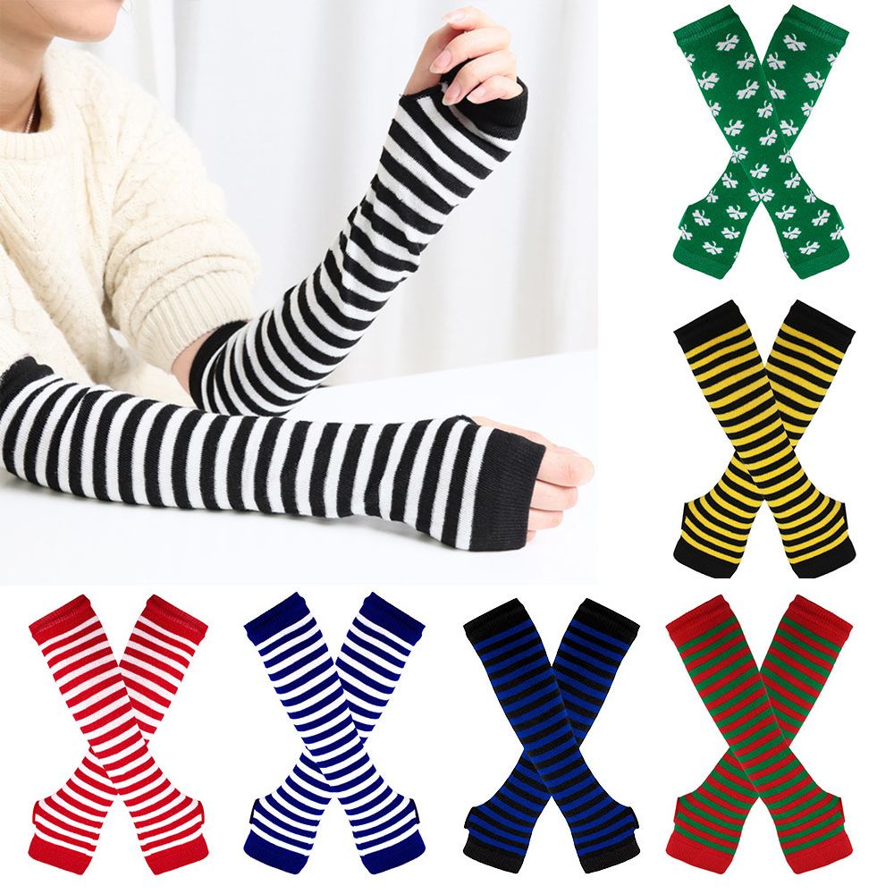Striped Knitted Handschoenen L - Fingerless Glove Knit ulasan dan harga