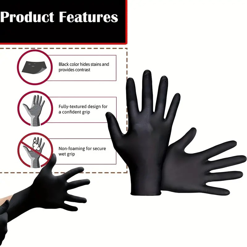 Black Nitrile Disposable Glove - Nitrile Mechanic Glove ulasan dan harga
