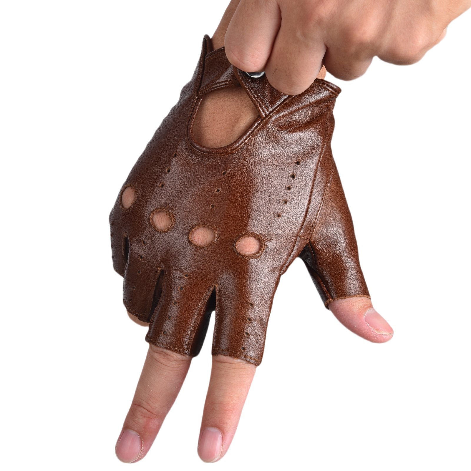 Mens Fingerless Half Finger Le - Leather Driving Glove ulasan dan harga