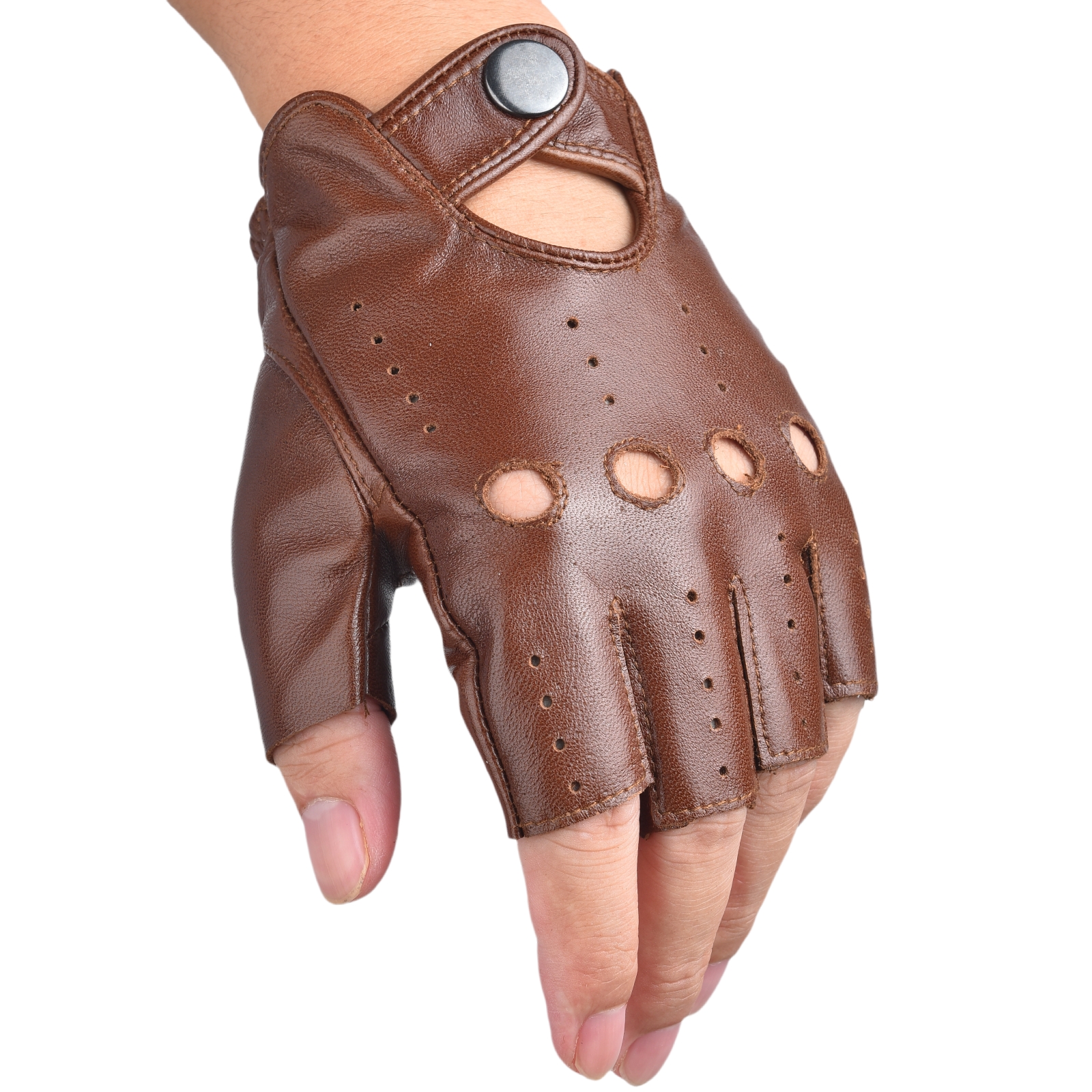 Mens Fingerless Half Finger Le - Leather Driving Glove ulasan dan harga