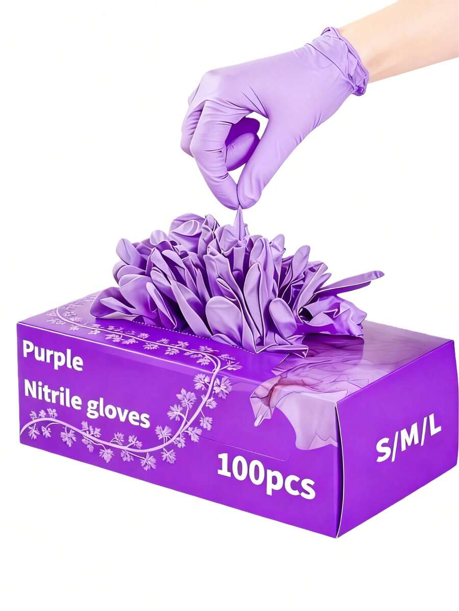 100/50/4pcs Disposable Purple  - Latex Disposable Glove ulasan dan harga