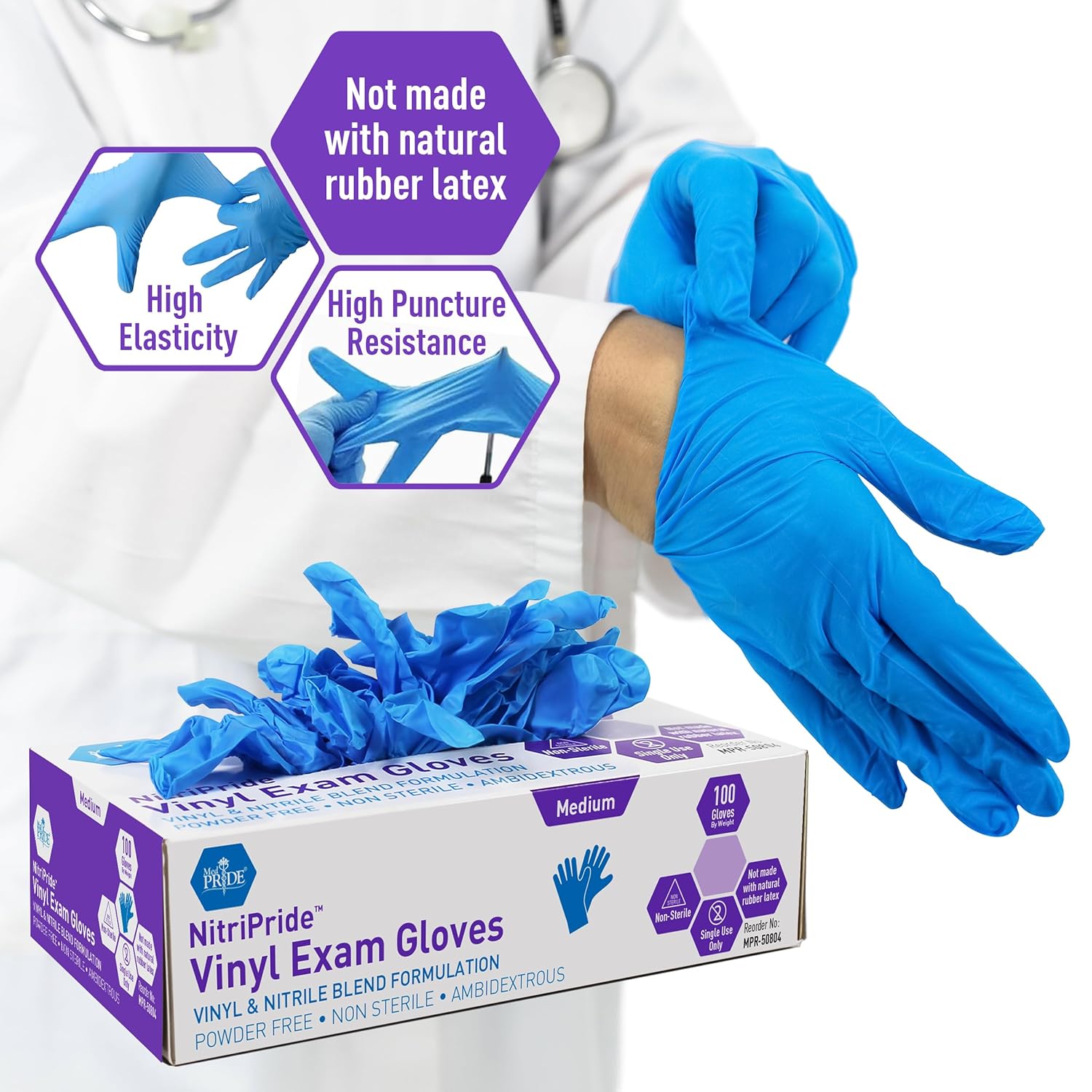 Powder-Free Nitrile/Vinyl Blen - Latex Disposable Glove ulasan dan harga