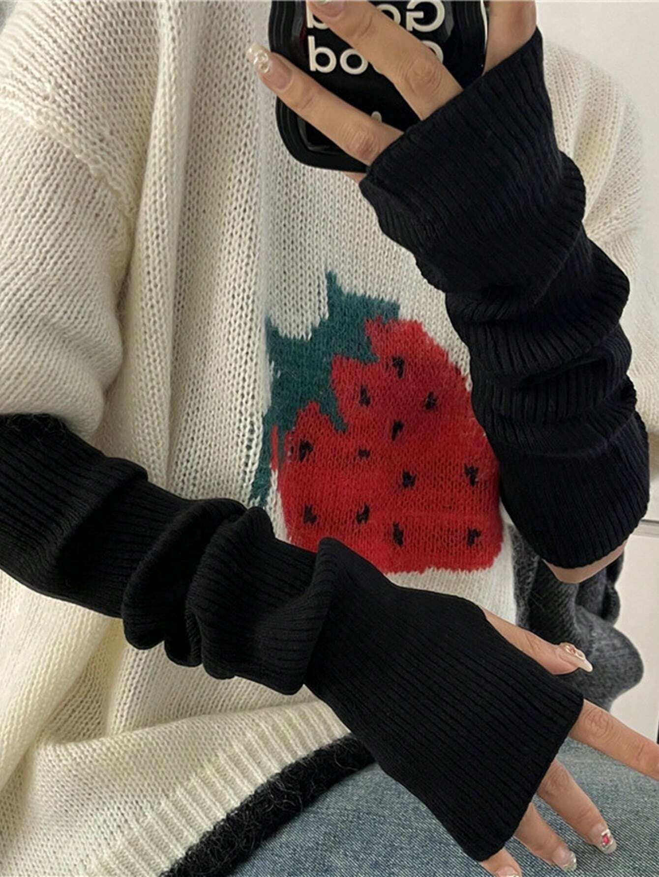 Black Fingerless Knitted Glove - Fingerless Glove Knit ulasan dan harga