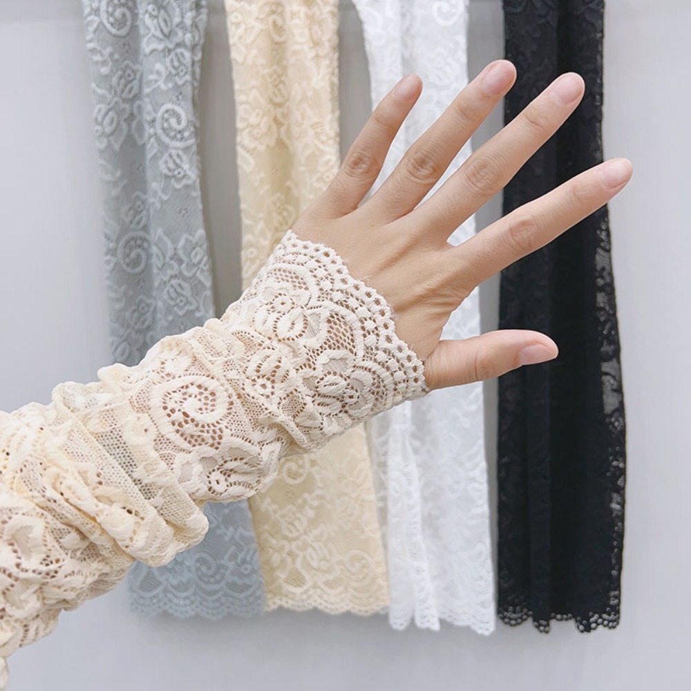 Women Long Lace Gloves Fishnet - Fingerless Glove Knit ulasan dan harga