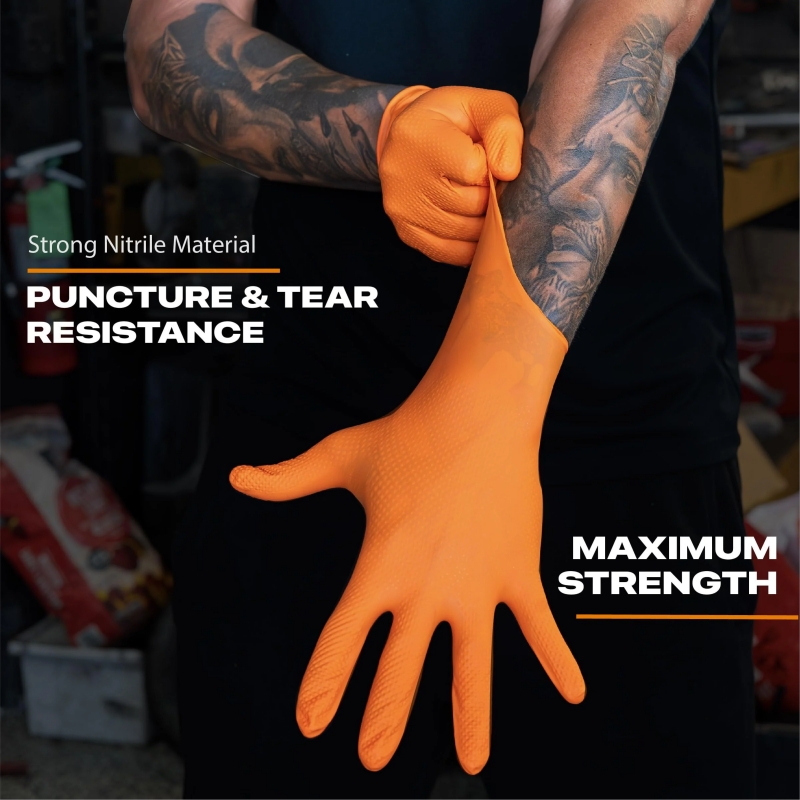 Heavy Duty Orange Nitrile Glov - Nitrile Mechanic Glove ulasan dan harga