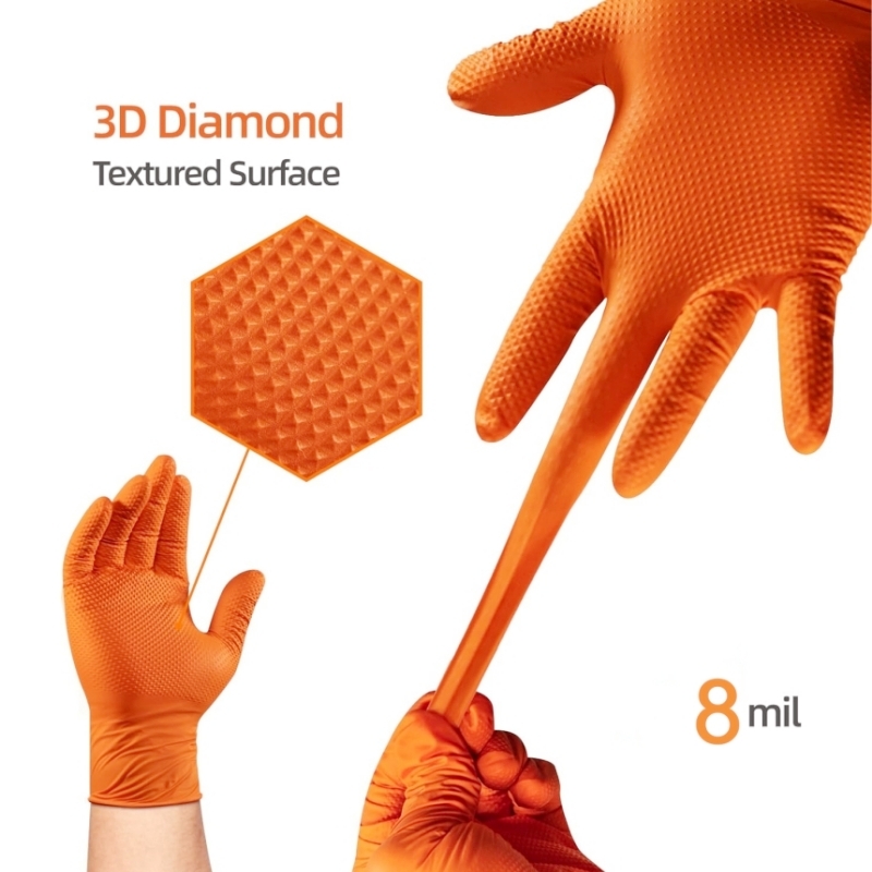Heavy Duty Orange Nitrile Glov - Nitrile Mechanic Glove ulasan dan harga