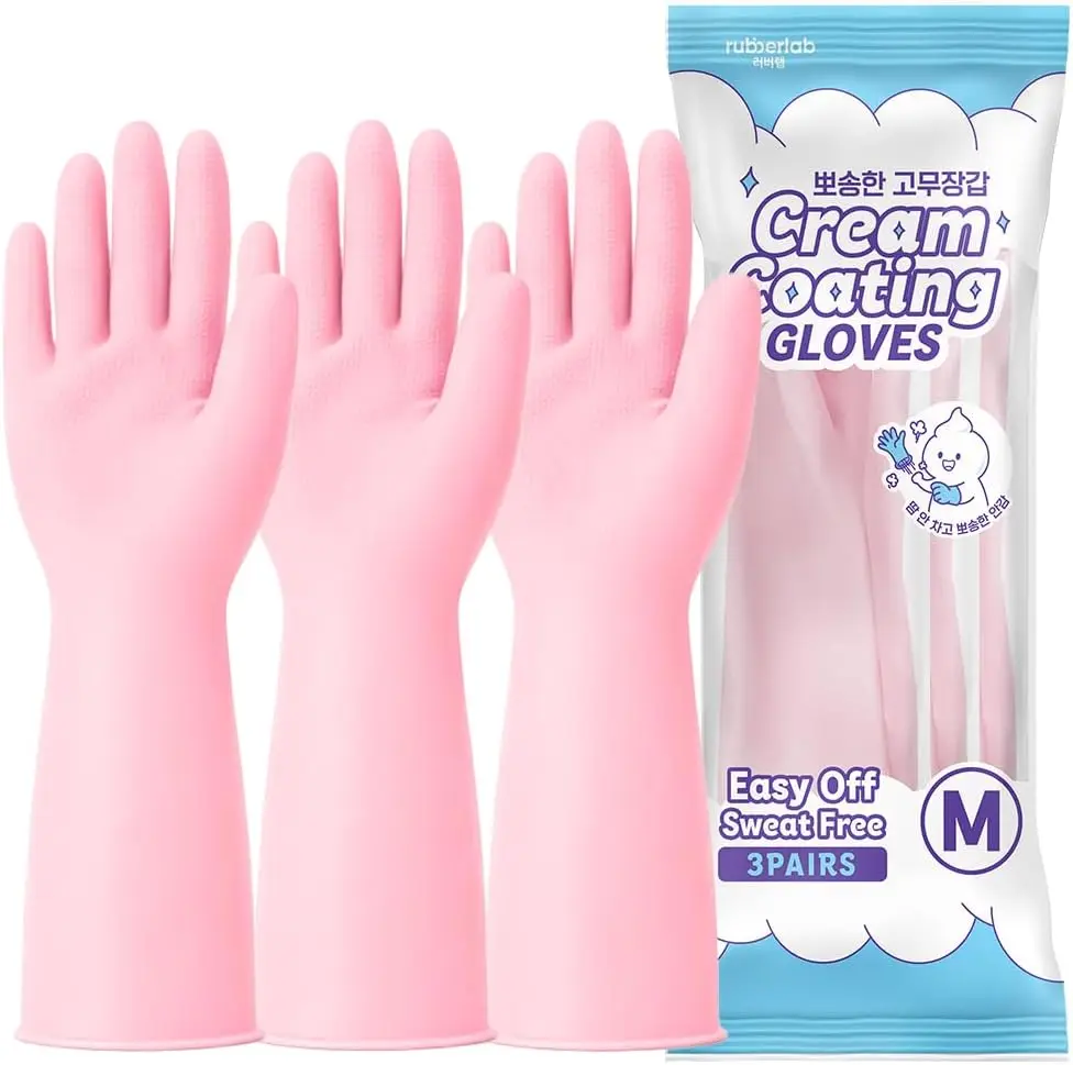 3 Pairs Cream-Coating Rubber G - Rubber Glove Cleaning ulasan dan harga