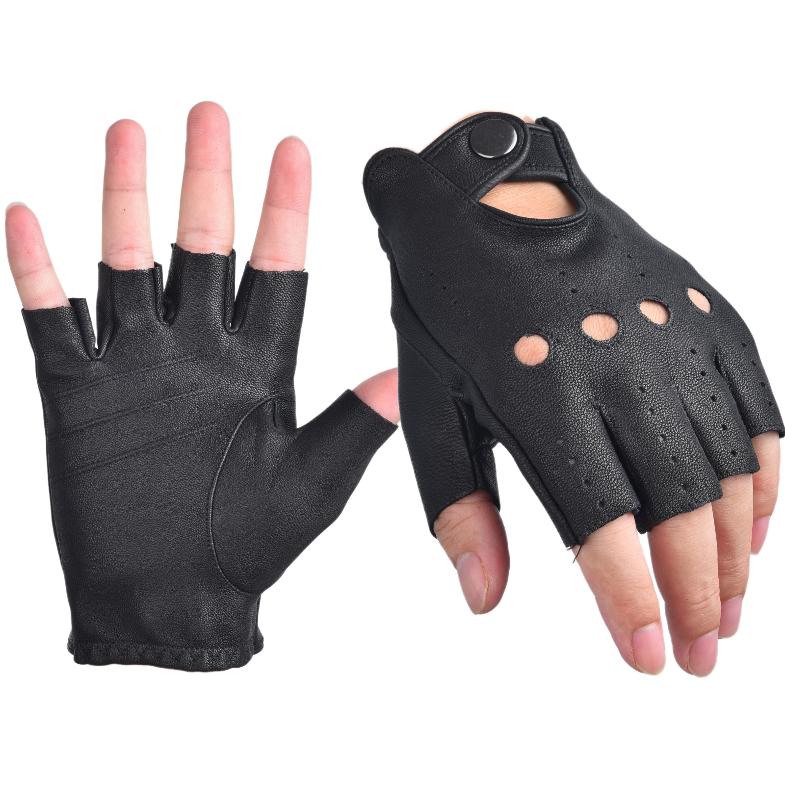 Mens Fingerless Gloves Half Fi - Leather Driving Glove ulasan dan harga
